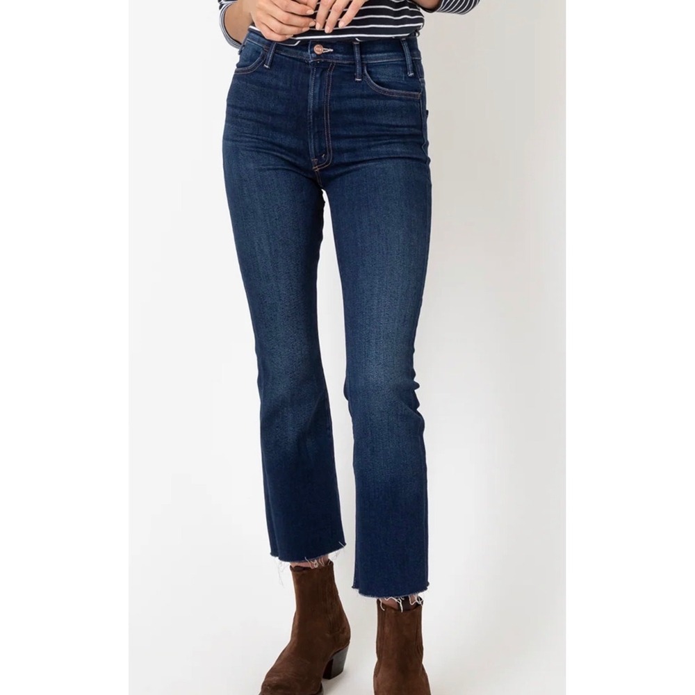 MOTHER Hustler Ankle Fray Jeans Size 25 Home Movies Raw Hem High Rise
